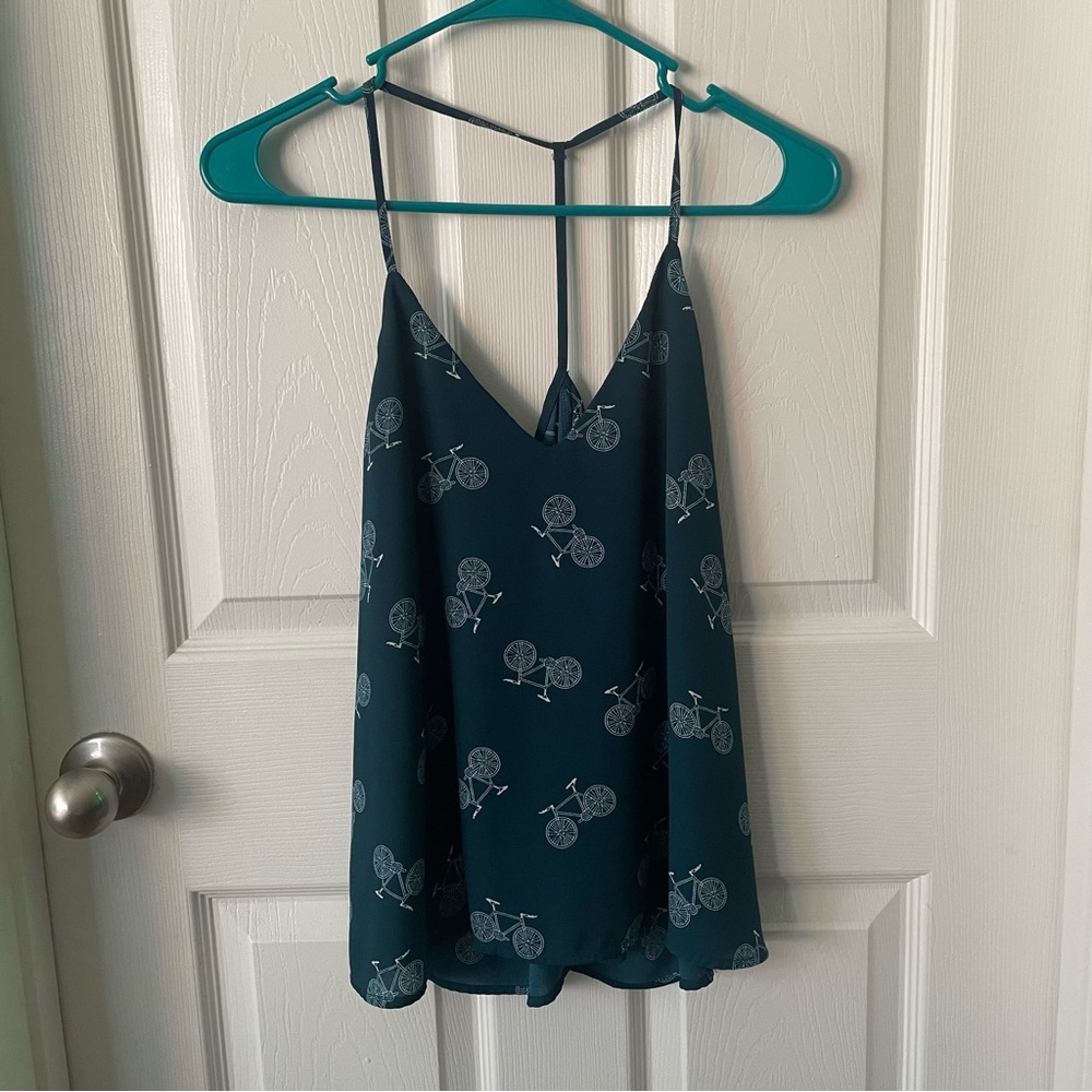 Wet Seal Bicycle Print T Strap Tank Top